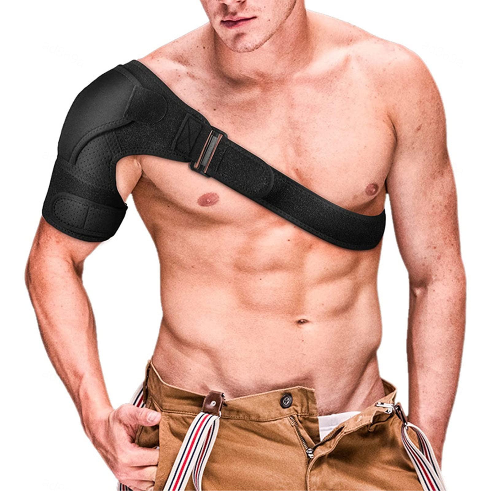 Supporto per Spalla, Tutore per Spalla Regolabile Supporto per Tracolla per Donne e Uomini, Sollievo per Lesioni alla Spalla Distorsione, Adatto per Spalla Destra e Sinistra,Black
