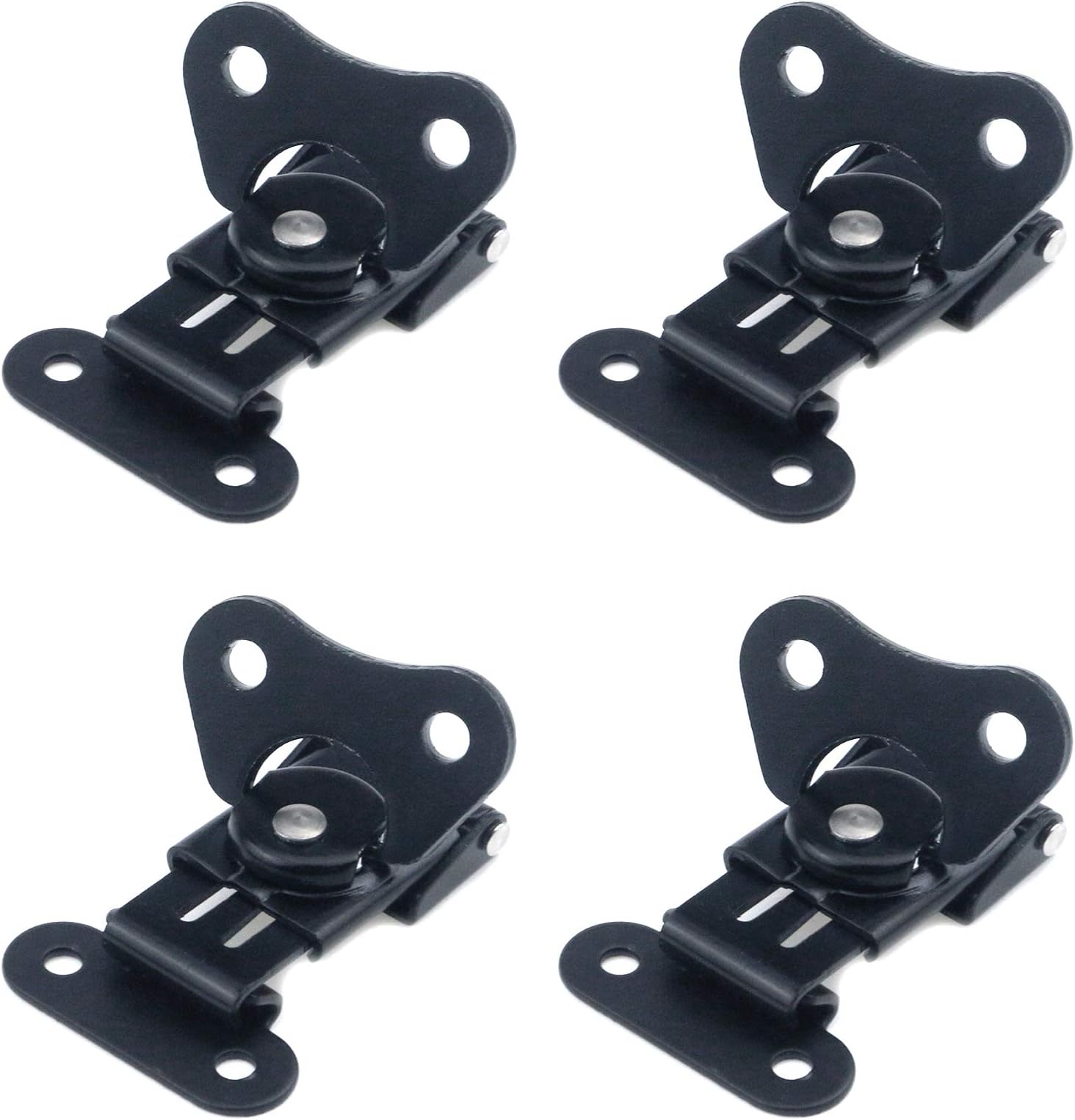 MY MIRONEY 4-Pack Black Spring Loaded Butterfly Twist Latch and Keeper Metal Hardware Toggle Clamp Hasp Box Chest Closure with Screws for Flight Case,1.97" x 1.5"