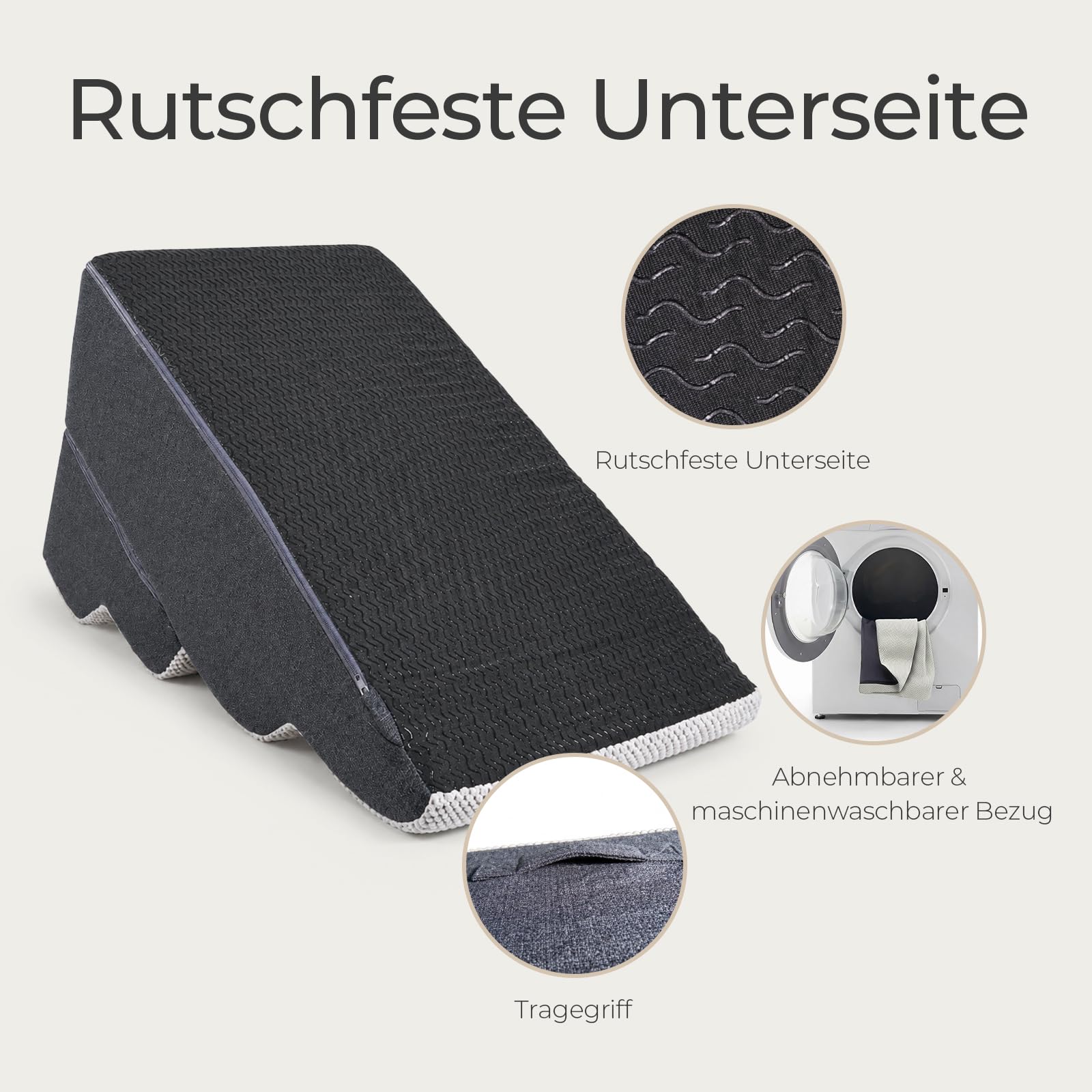 Sytopia Scaletta per cani a 4 gradini, altezza 50 cm, per letto, divano e divano, antiscivolo, per cani e gatti di piccola taglia, rivestimento lavabile, schiuma 30D, maniglia, fino a 35 kg