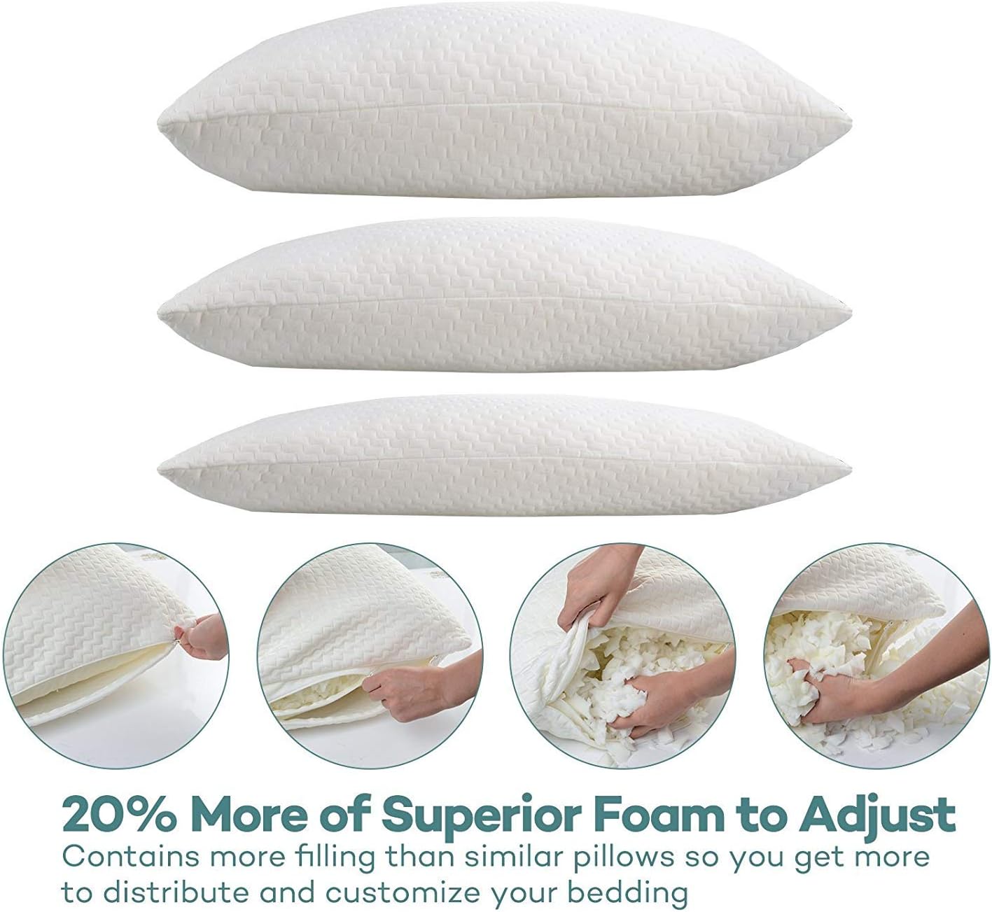 sable shredded memory foam pillow
