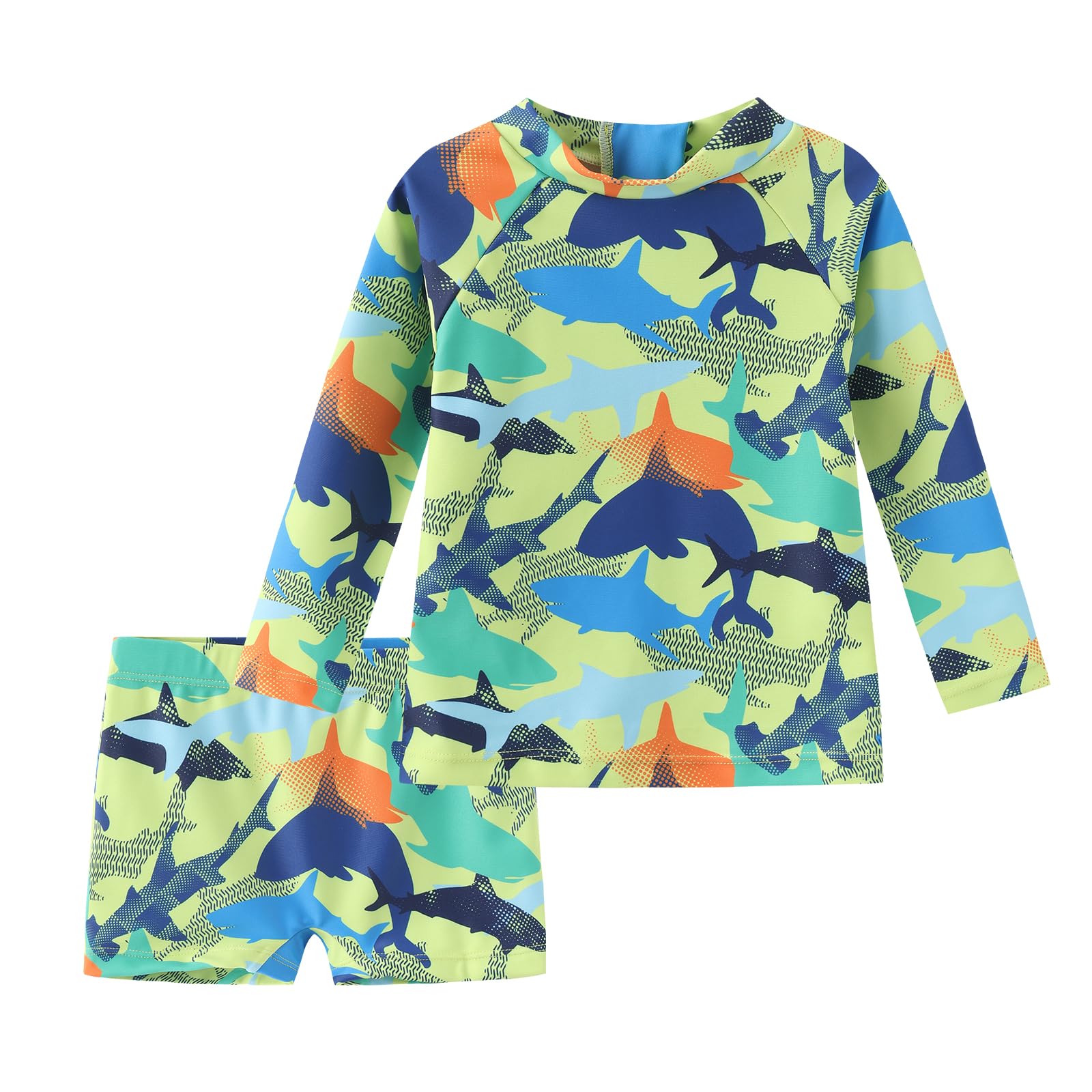 UV Shirt Kinder Baby Jungen Badeshirt Zweiteilig Langarm Schwimmshirt Kinder Badeshorts Jungen Badeset Schnelltrocknende Badeanzug Set 62 110/6 Monate-5 Jahre