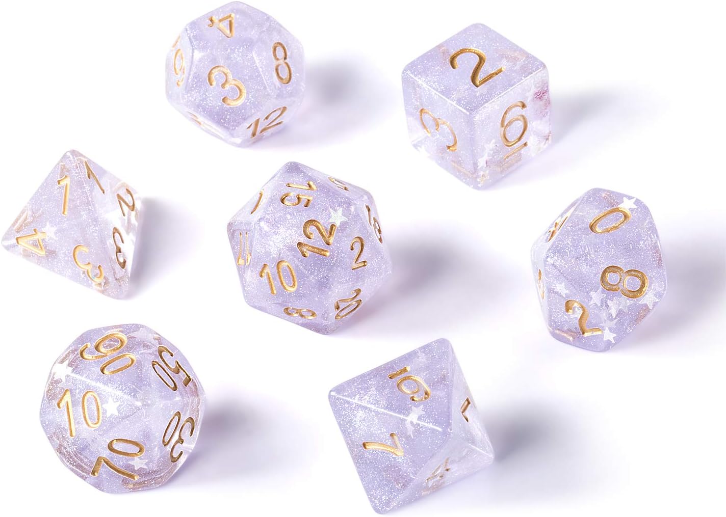 Shiny D&D Dice Set,DNDND 7 PCS Resin Polyhedral Dice with Organza Bag for Dungeons and Dragons,DND,Role Playing Games and Table Games