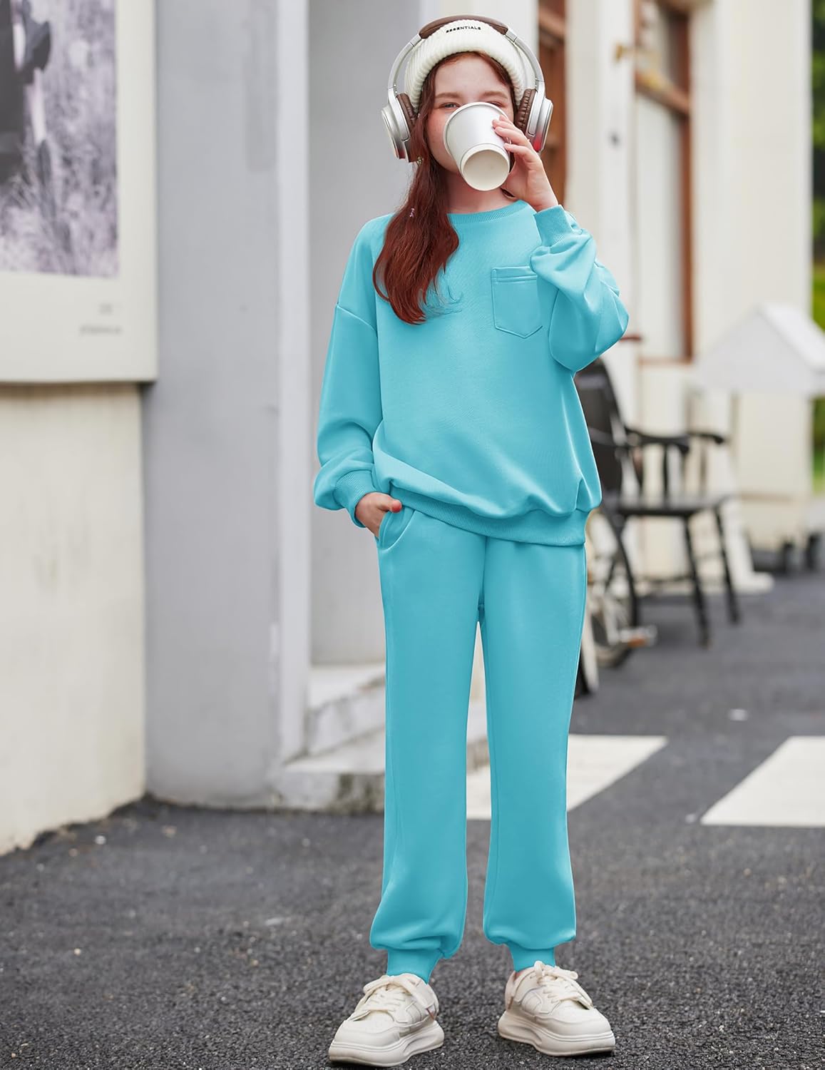 Arshiner Girls Clothes 2 Piece Fashion Fall Outfits Oversize Pullover Sweatshirt and Sweatpant Sweatsuit Sets with Pockets - Image 2