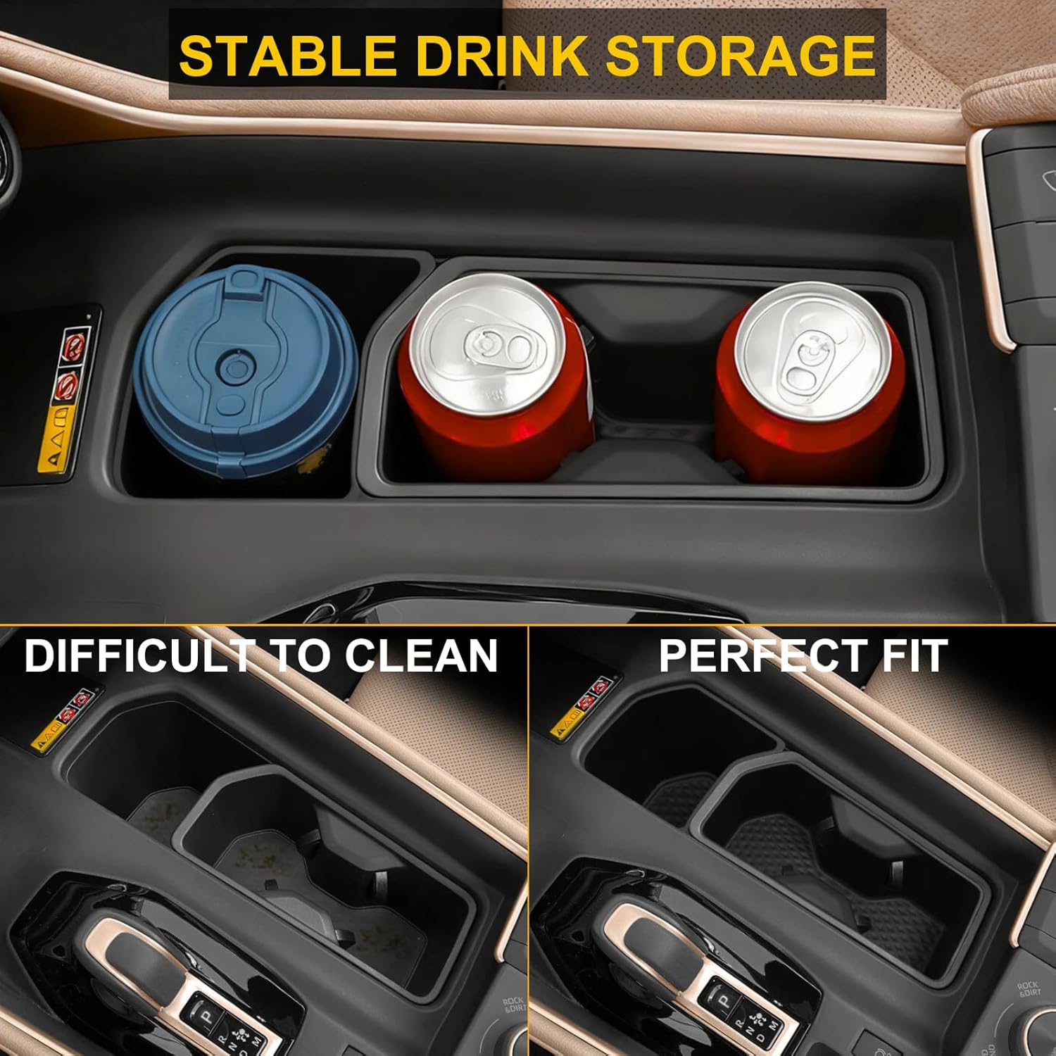 for Toyota Grand Highlander XLE/Hybrid Max/Platinum Accessories 2026 2025 2024 Center Console Cup Holder Liner Insert - TPE, 2 Pack Protector Cup Drink Coaster