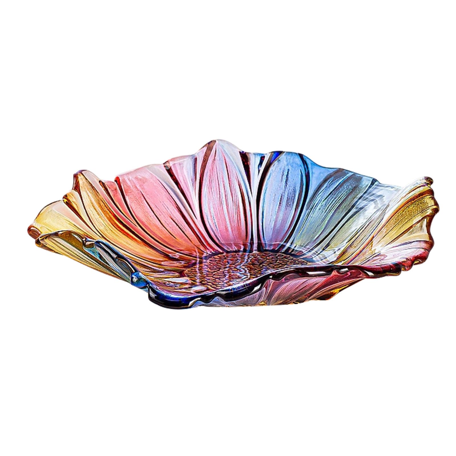 LUCKGONI Sunflowers Pattern Glass Serving Tray With Multiple Color Great For Displaying Snacks Fruits And Dessert At Gatherings