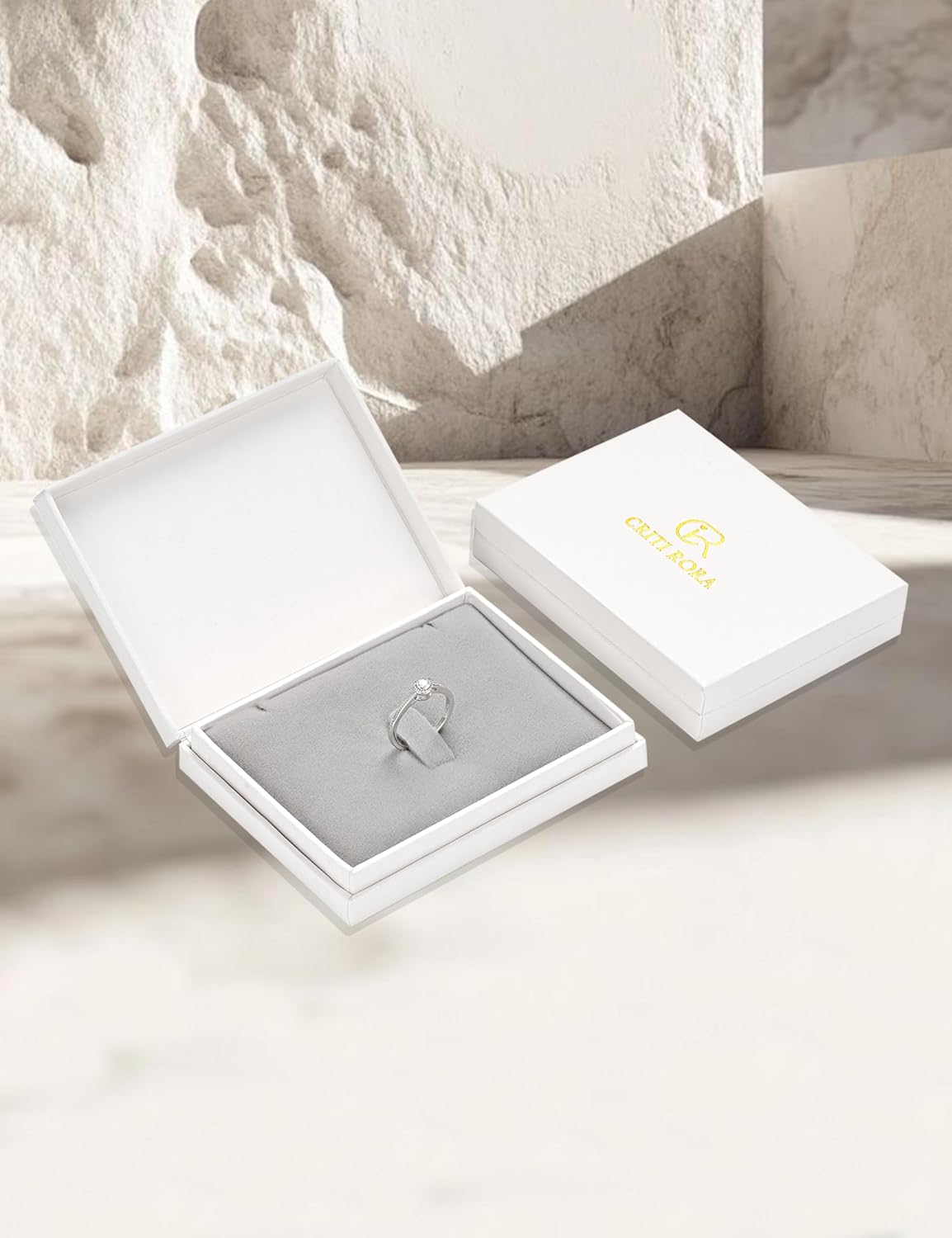 925 Sterling Silver Lab Grown Diamond Engagement Ring,Classic Solitaire Promise Wedding Band - Image 5