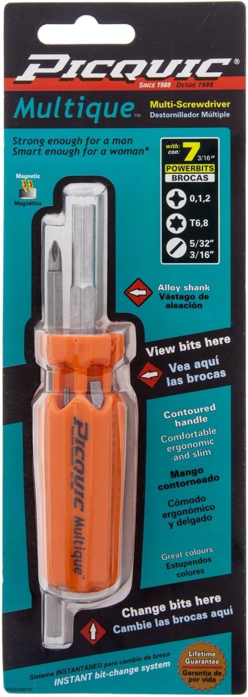 Picquic Multique Compact Multi-Bit Screwdriver (Colors May Vary)