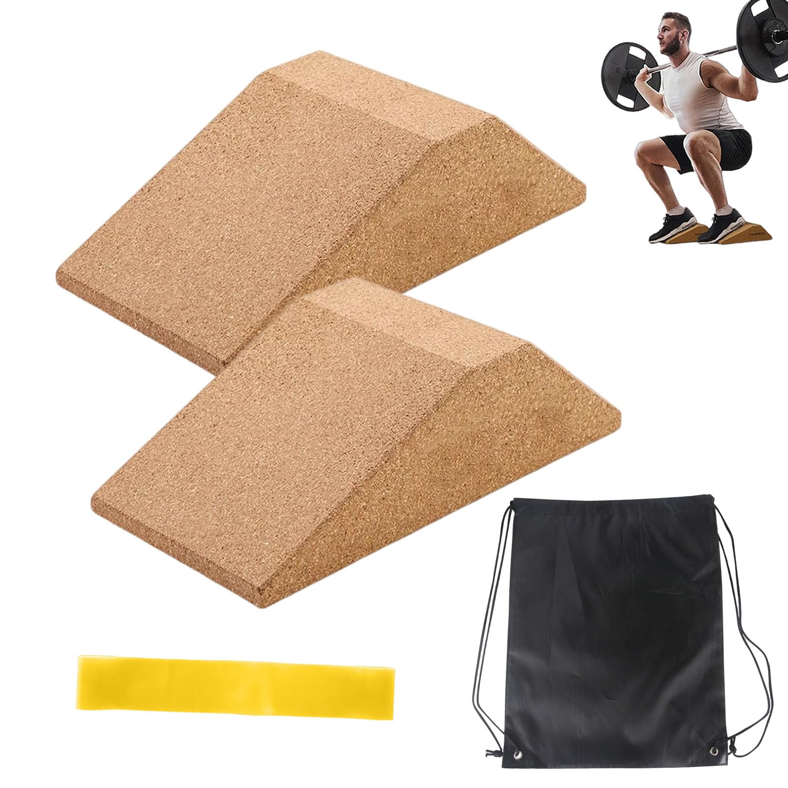 Kork-Kniebeugen-Keilblock, 2 Stück Squat Wedge, Kniebeugen Keil, Kniebeugenkeil, Squating Heel Wedge Block, Rutschfest für Erhöhte Ferse, für Dehnen Muskeln und Faszien
