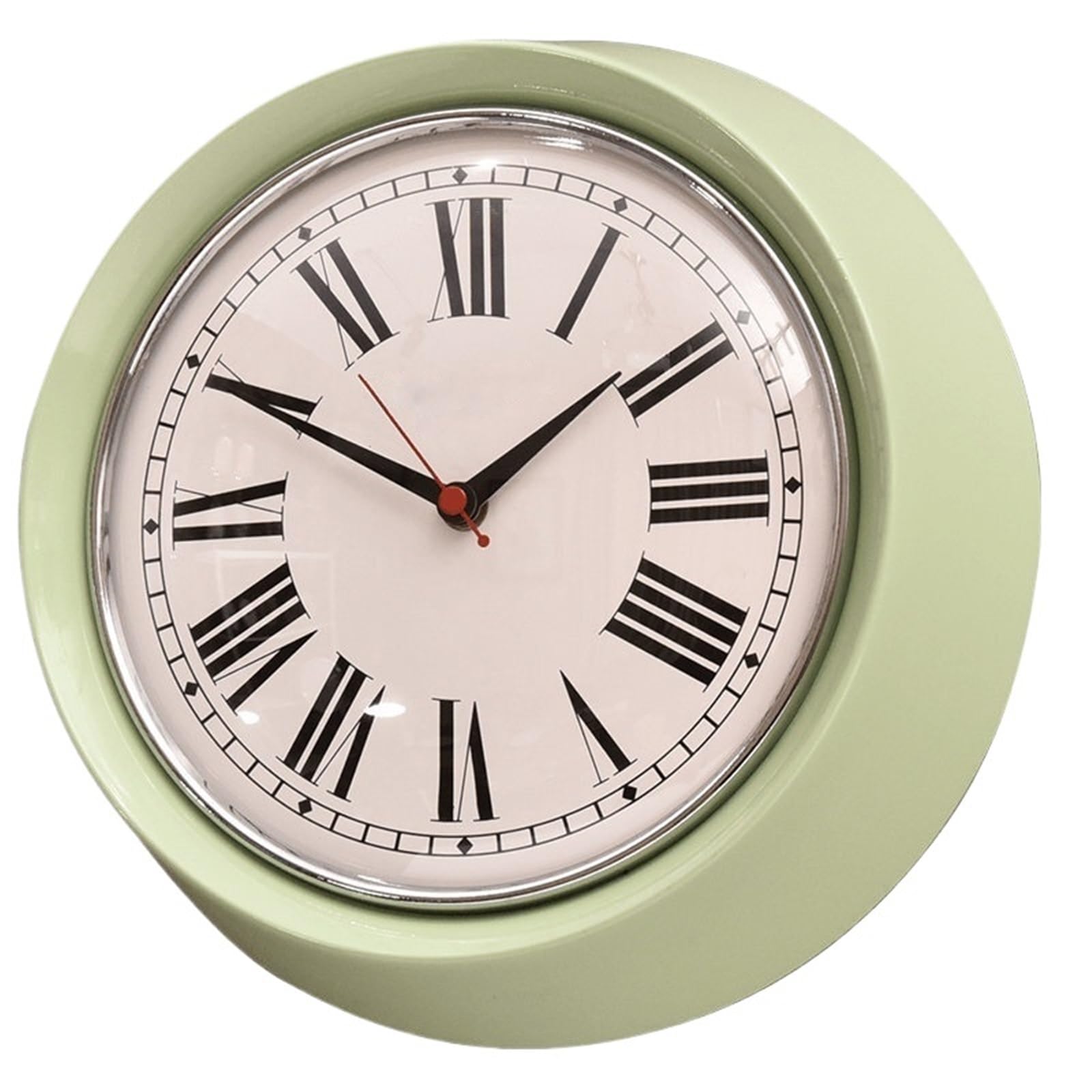 Aioneer Wall Clock Minimalist Wall Clock Home Quartz With Silent Operation Battery Powered-Grass Green Roman Dial