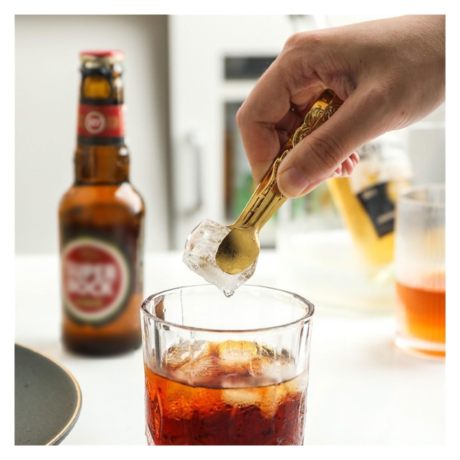 JINGYAN Pince à glaçons Food Clip Tongs Stainless Steel Ice Cube Holder Cooking Grill Fruit Salad Clamp Kitchen Accessories