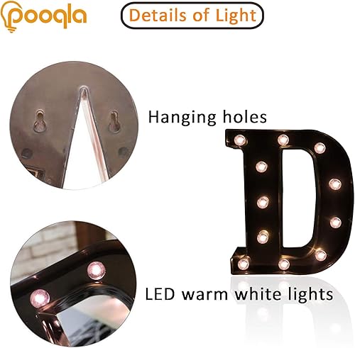 Miniatura 9 de Pooqla Letras iluminadas con luces - Luz LED letra negra para bar pub fiesta en casa decoración de bodas