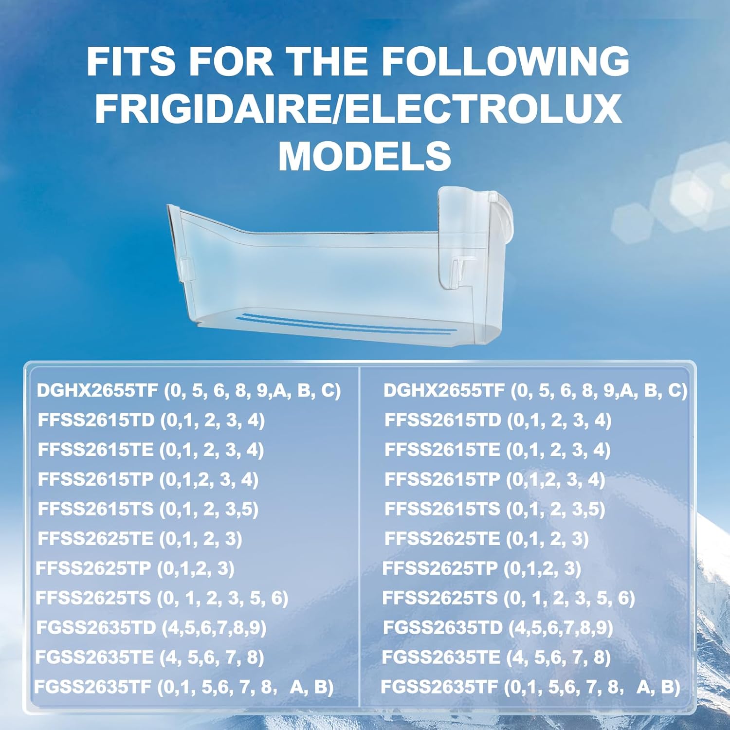 UPGRADED 242126602 Refrigerator Door Bin Replacement Part Compatible with Frigidaire FFSS2615TE3 FFSS2615TE0 LFSS2612TE0 FFSS2615TS2 LFSS2612TF0 FFSS2615TS0 Fridge Side Bottom Shelf 2 Pack