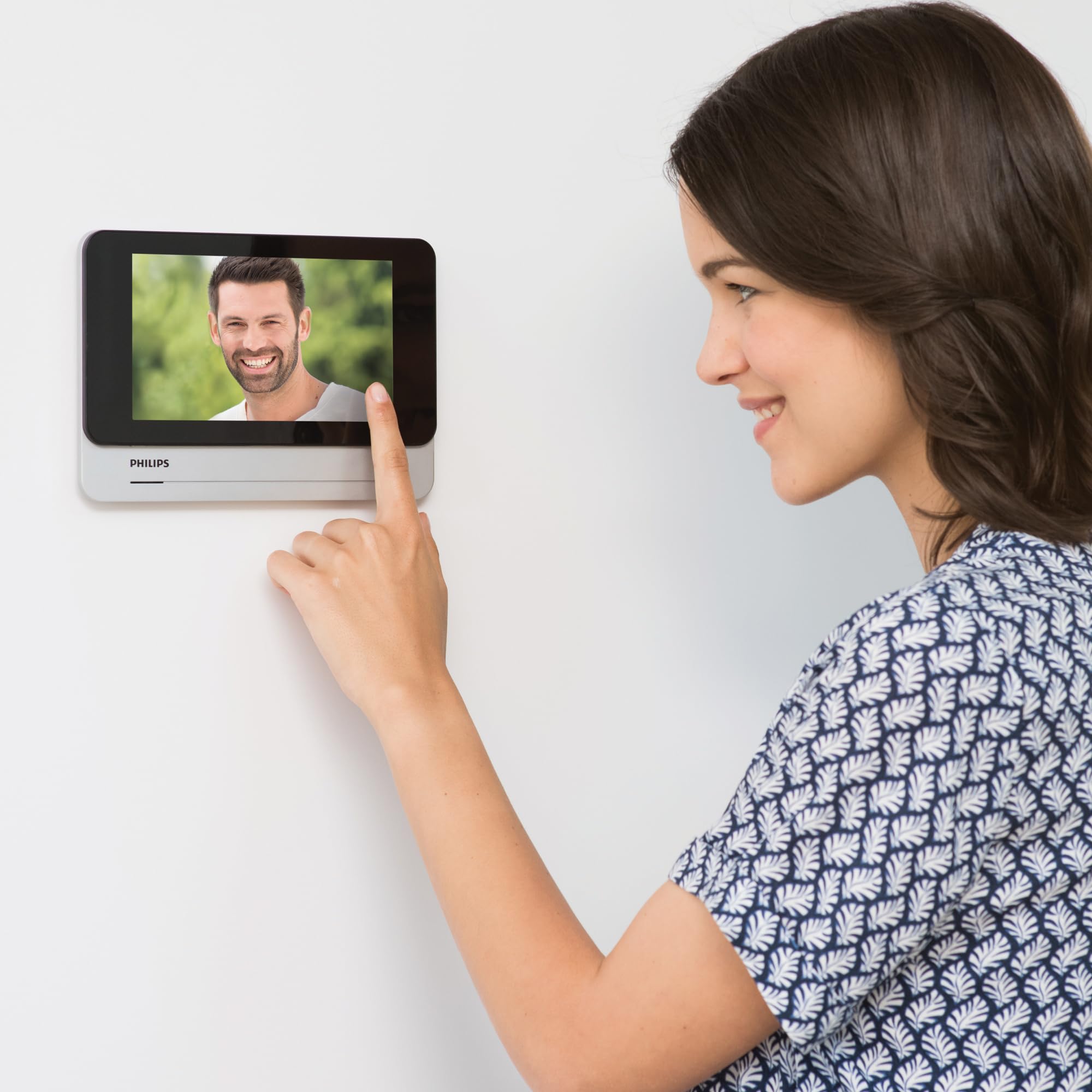 PHILIPS WelcomeEye Wireless, Visiophone Connecté sans Fil, Interphone Vidéo Batterie Rechargeable, Écran Tactile 7 Pouces, Portée 350m, Caméra 1080p Vision Nocturne, Application Smartphone, Noir