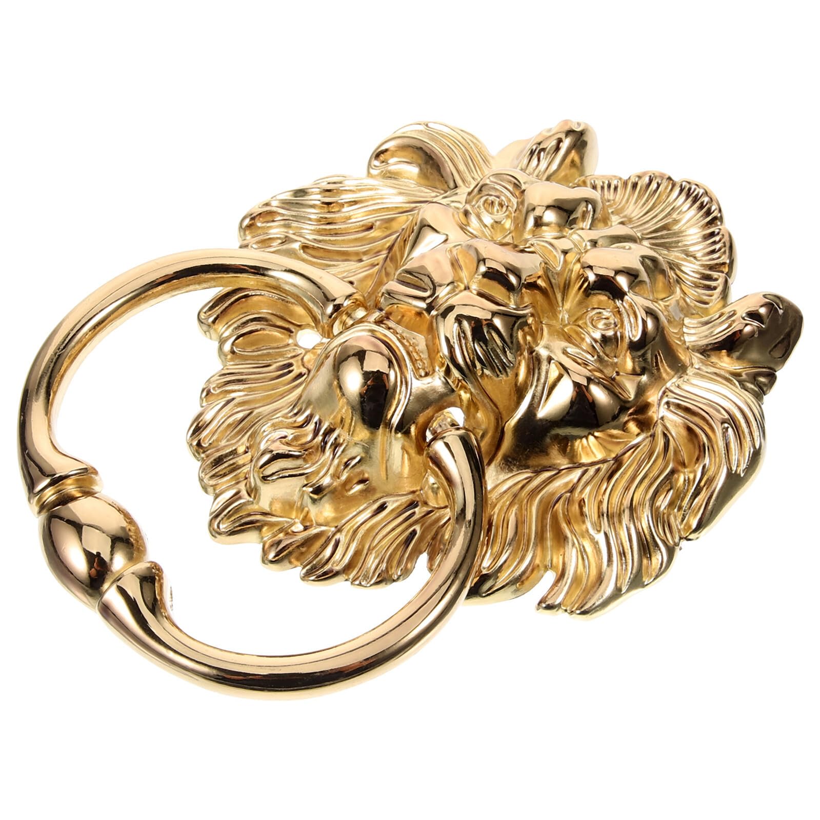 Poignée de porte anti rouille tête de lion dorée vintage
