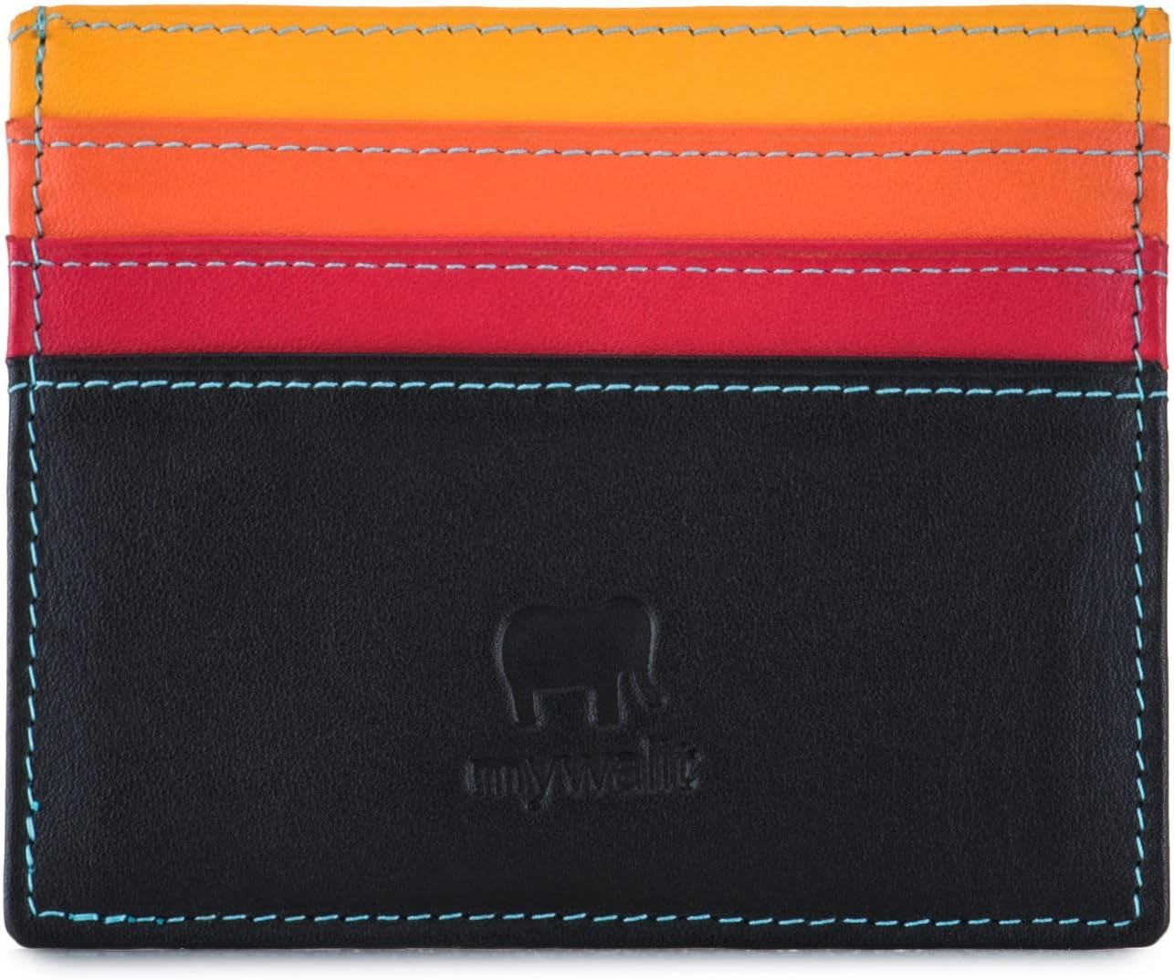 mywalit Multi-Color Leather Credit Card Holder | 3 Card Slots & ID Window Wallet