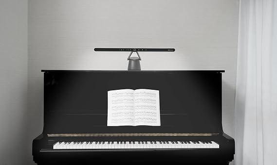 BenQ PianoLight for Upright Pianos, 24.7, Wide Illumination for Keyboard & Sheet Music, 6 Color Modes & Dimmable, 360 Adjustable, Auto on/Off, Auto-Dimming, Piano Lamp with Eye Care Hood (Black)