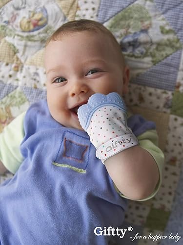 Miniatura 7 de Manoplas para dentición de bebé de Giftty mordedor calmante para aliviar dolores de dentición guante para evitar arañazos permanece en la mano del