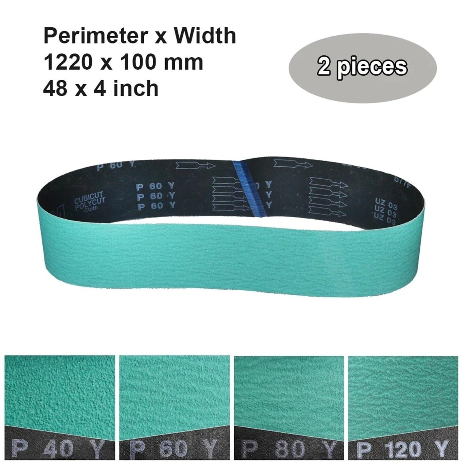 1 szt. taśm ściernych 1220 mm x 50 mm – 48-calowy pas ścierny AO z cyrkonii do drewna, metalu i innych materiałów(1220x75mmxP60)