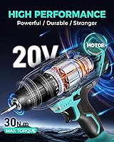 Vista 48 de COMOWARE Juego de herramientas para el hogar con taladro inalámbrico de 20 V, kit de herramientas de mano de 120 piezas para hombres, juego