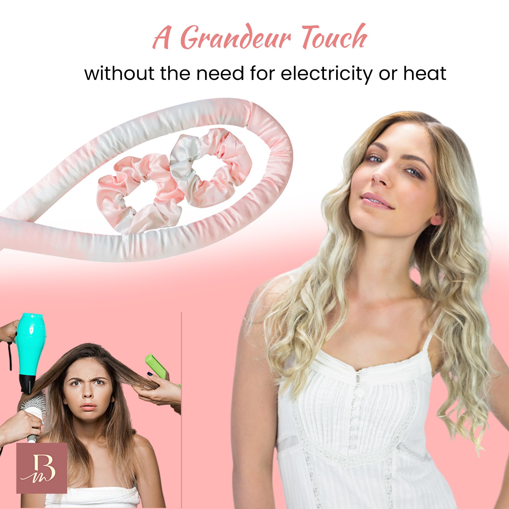 Kit de rizador sin calor, rodillos sin calor para rizos sin esfuerzo, rizadores de cabello durante la noche para ondas naturales, rodillos de cabello para dormir, diadema de varilla rizadora sin