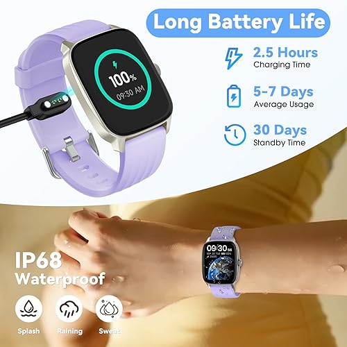 Miniatura 6 de Reloj inteligente, rastreador de salud para mujeres y hombres, reloj inteligente con pantalla táctil con seguimiento de frecuencia cardíaca, monitor