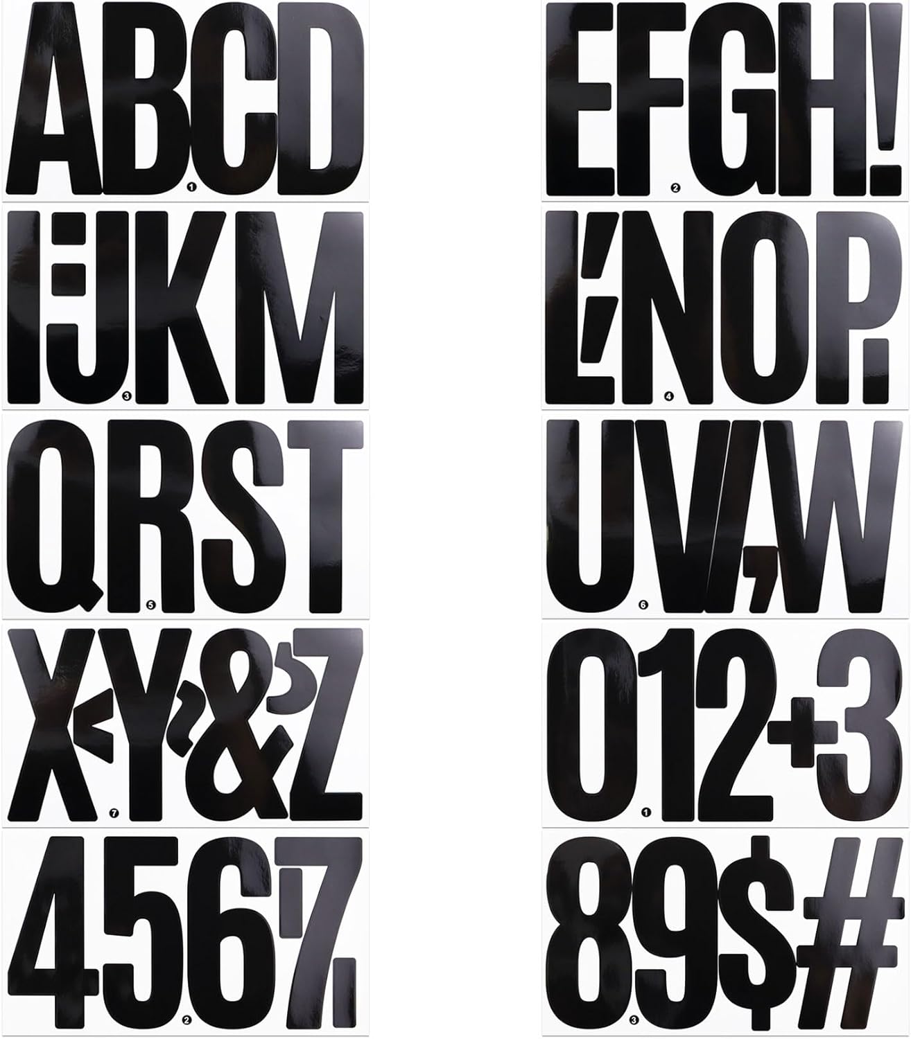 20 Sheets 6 Inch Letter Number Stickers, Self Adhesive Vinyl Capital Alphabet Punctuation Stickers for Mailbox, Crafts, House Number, Notice Boards - Black