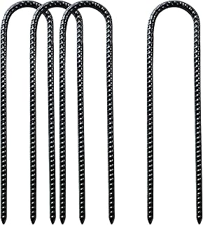 U Shaped Rebar Stakes 12 Inch Heavy Duty Ground Anchors Metal Stake Trampoline Wind Stakes for Camping Tent Security 4 Pack
