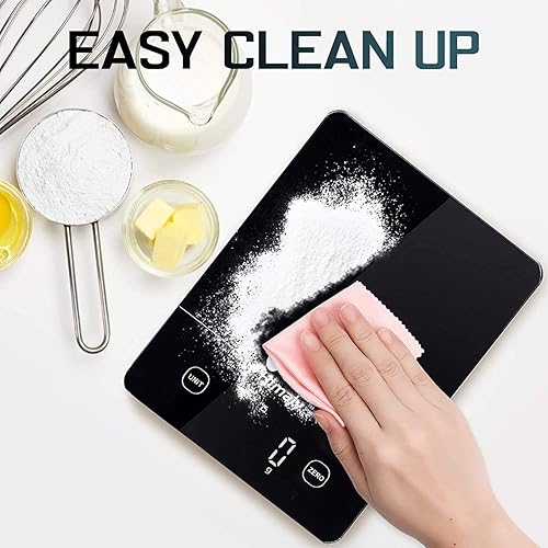 Miniatura 6 de Himaly Báscula digital de cocina con plataforma de vidrio templado, báscula de cocina electrónica con pantalla LCD, báscula de pesaje multifunción