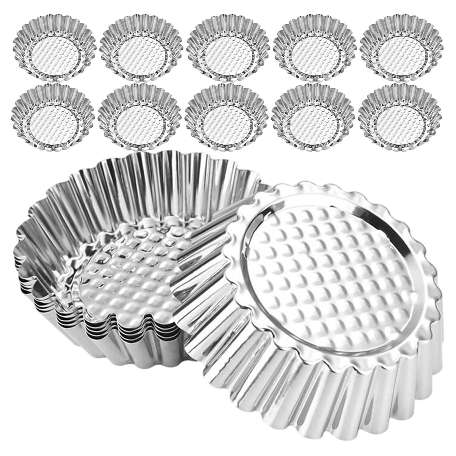 20 piezas Moldes Mini Tartaletas Acero Inoxidable Antiadherente Reutilizables para Hornear Tartas Pequeñas Muffins y Pasteles Fácil Desmoldar y Limpiar