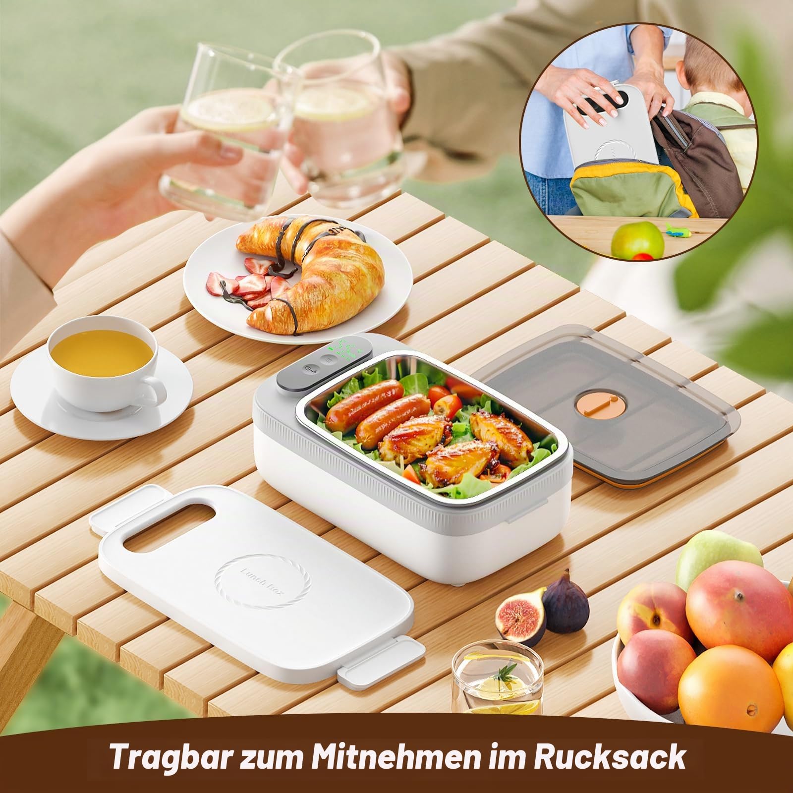 Elektrische Lunchbox für Erwachsene, Wiederaufladbare Beheizbare Lunchbox