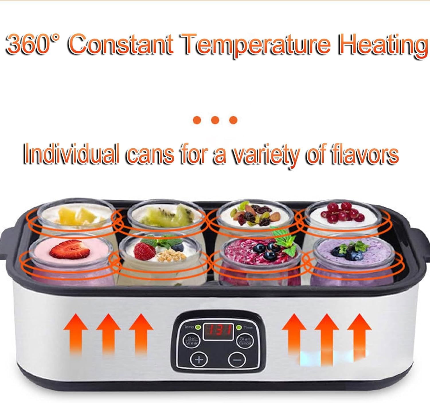 Yogurtera con temporizador de temperatura ajustable y capacidad de 1400 ml, incluye 8 tarros de vidrio para yogur probiótico casero, electrodoméstico de cocina ideal