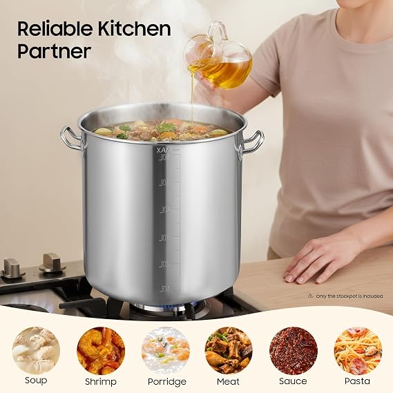 35 L Soup Pot, Catering Cooking Pot, Stainless Steel Pot, Large, Goulash Kettle, Cooking Pot, Gas Stove for Electric Ceramic e.g. as a Soup Pot (70 L)