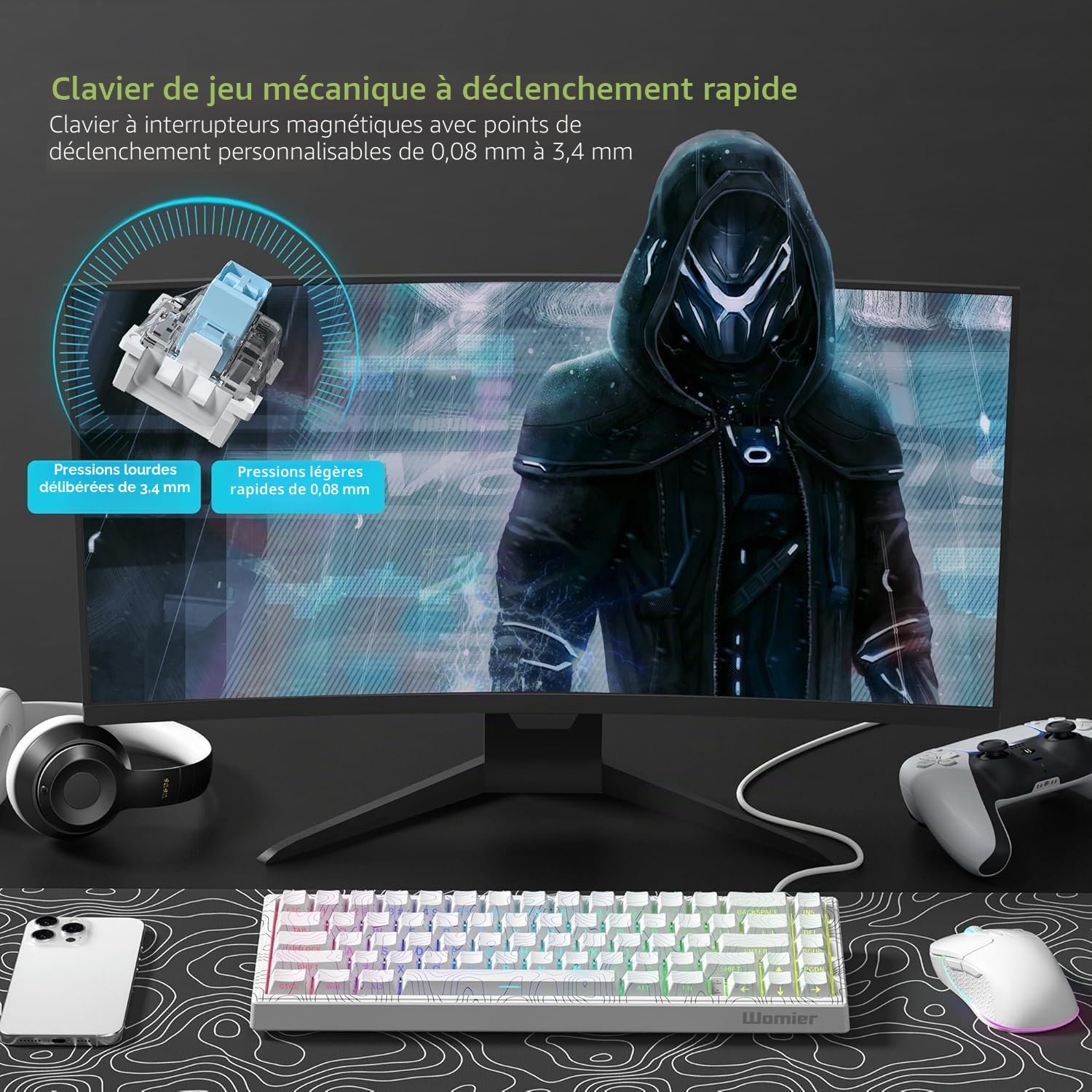 M68 HE V2 Clavier 60% Interrupteur magnétique Rapid Trigger Effet Hall