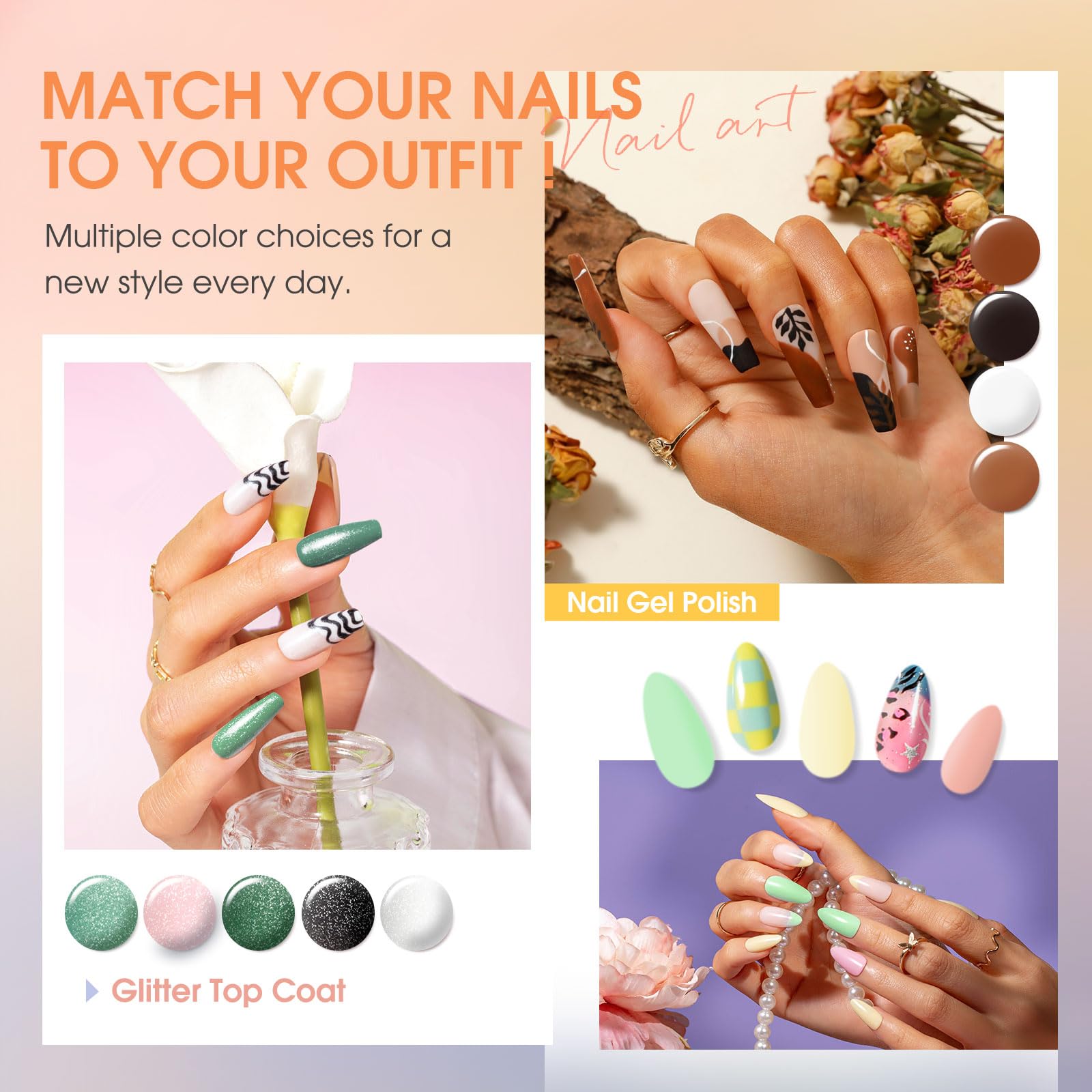ROSALIND Smalto Semipermanente Unghie 65 Pezzi Rosa Giallo Blu Verde Viola | Colori Smalti Semipermanenti per Unghie Rosso Nero Grigio Marrone, UV/LED Mini Smalto Gel Manicure Regalo