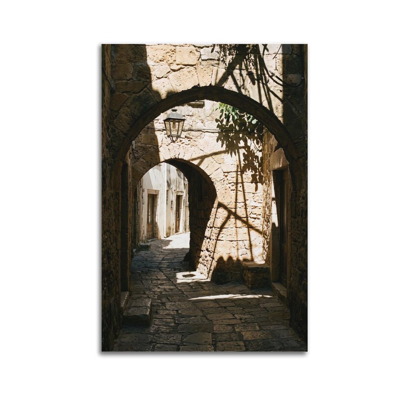 FQNYR Mediterranean Life Photo Arch Shadow Play Poster Painting Canvas Wall Art Print20x30inch(50x75cm) Unframe-style