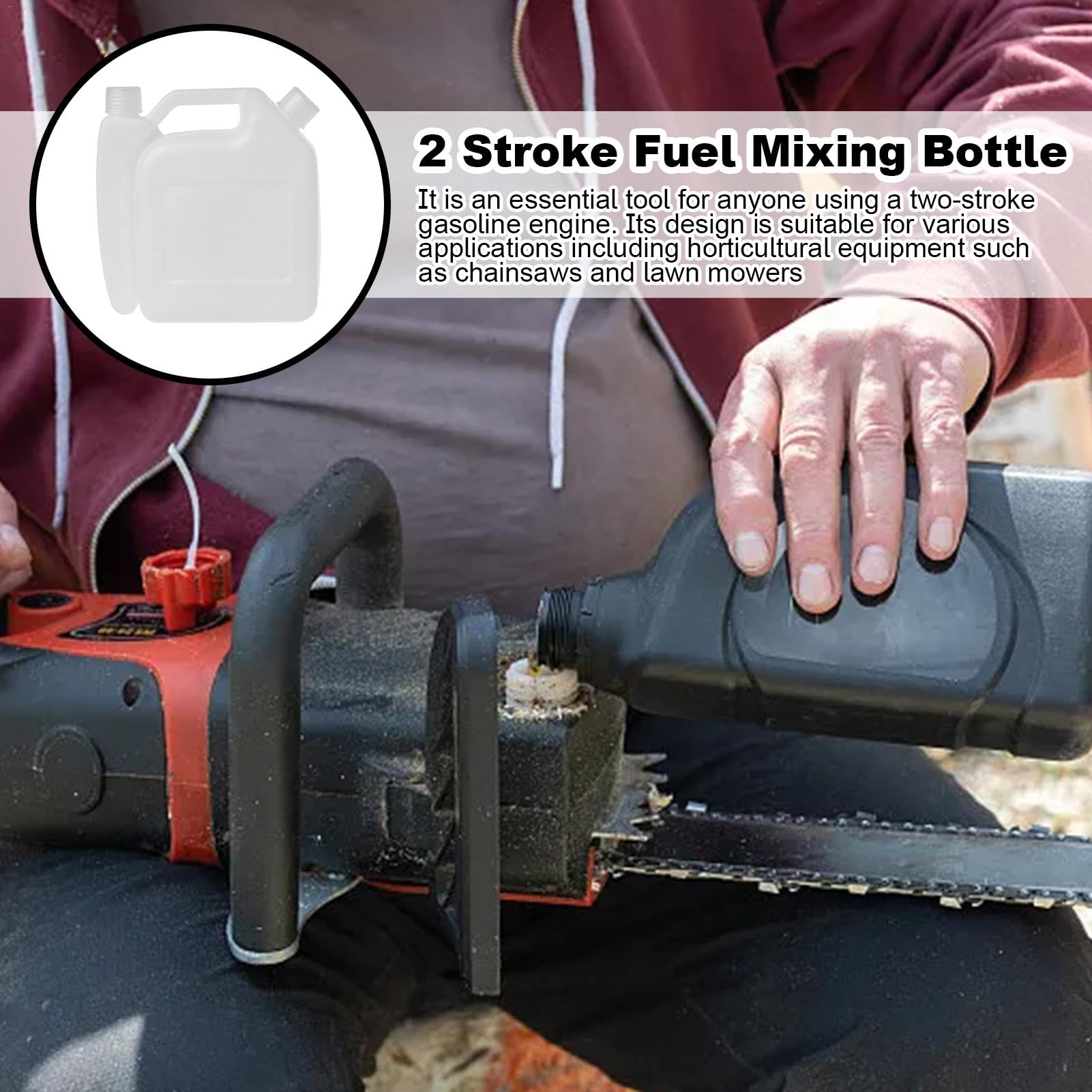 Babominimer 2-Takt Öl-Mischflasche 1L - Mit Klaren Mischungsmarkierungen