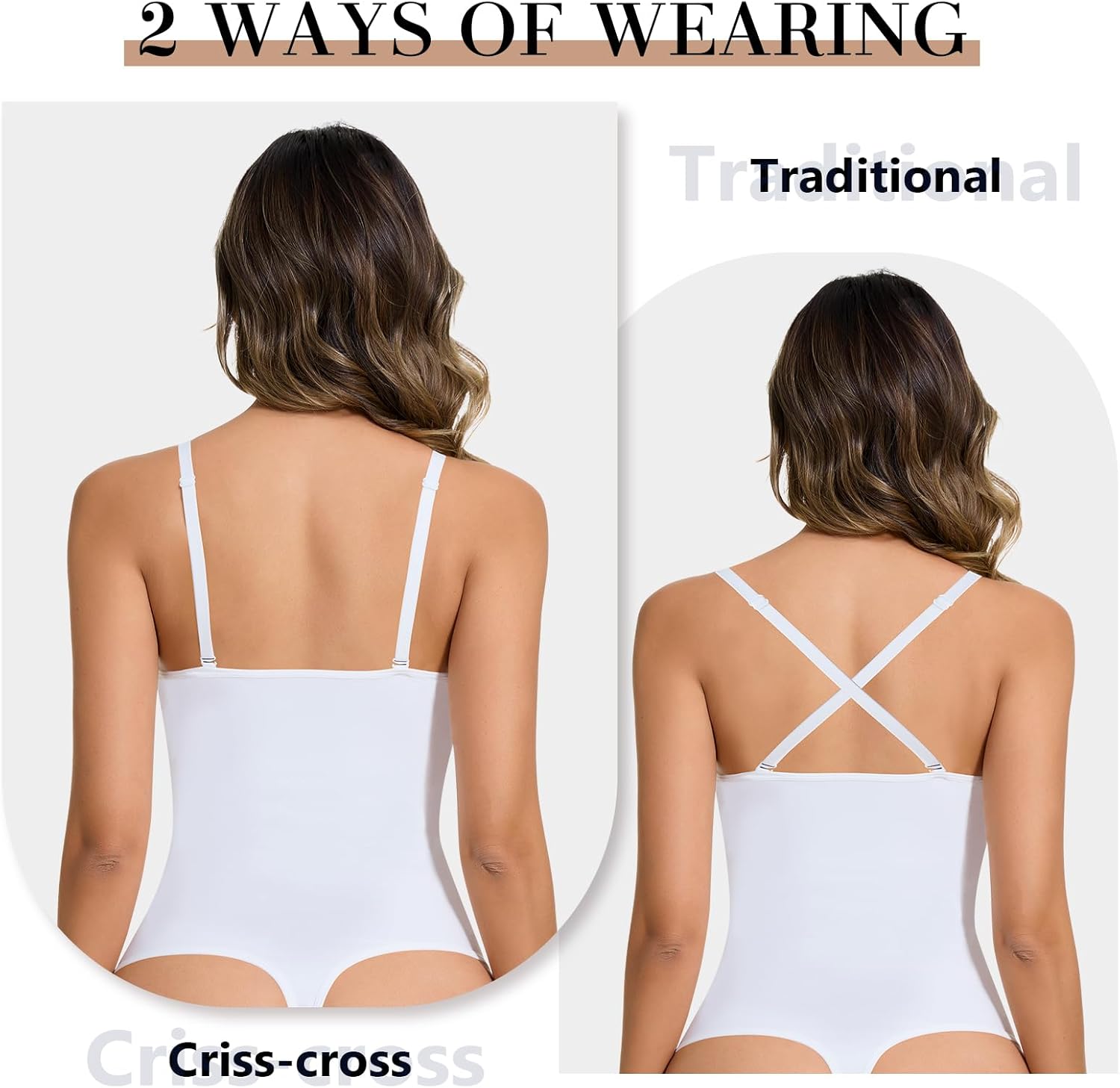 Deep V Bodysuit for Women Thong Shapewear Tummy Control Low Back Shapewear for Women - Image 2