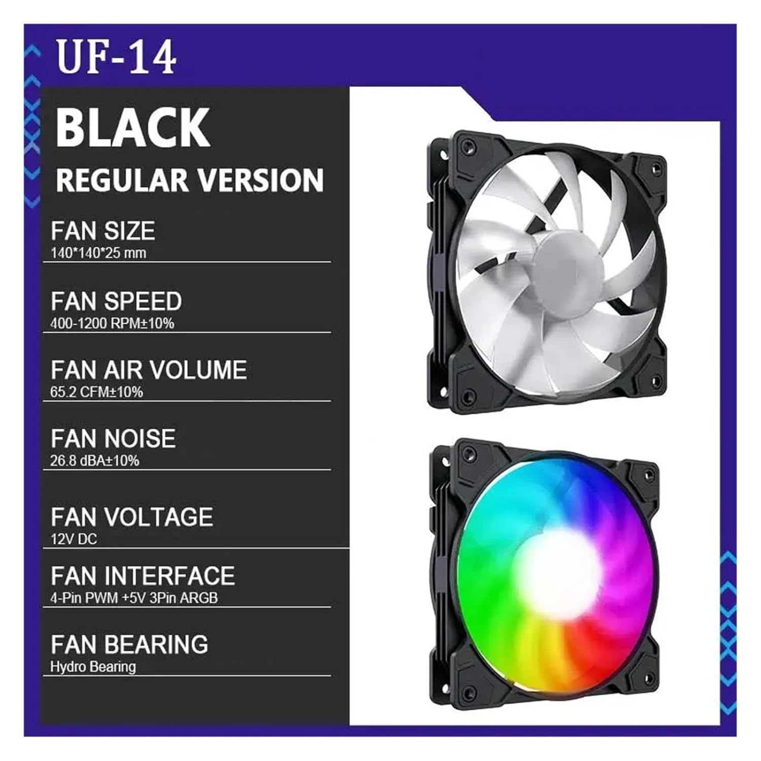 UF-14 Chassis Fan 14cm 5V ARGB PWM Cooling Fan(White)