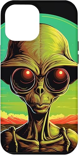 iPhone 15 Pro Max Cute Green Alien Head UFO Space Face || Alien Case