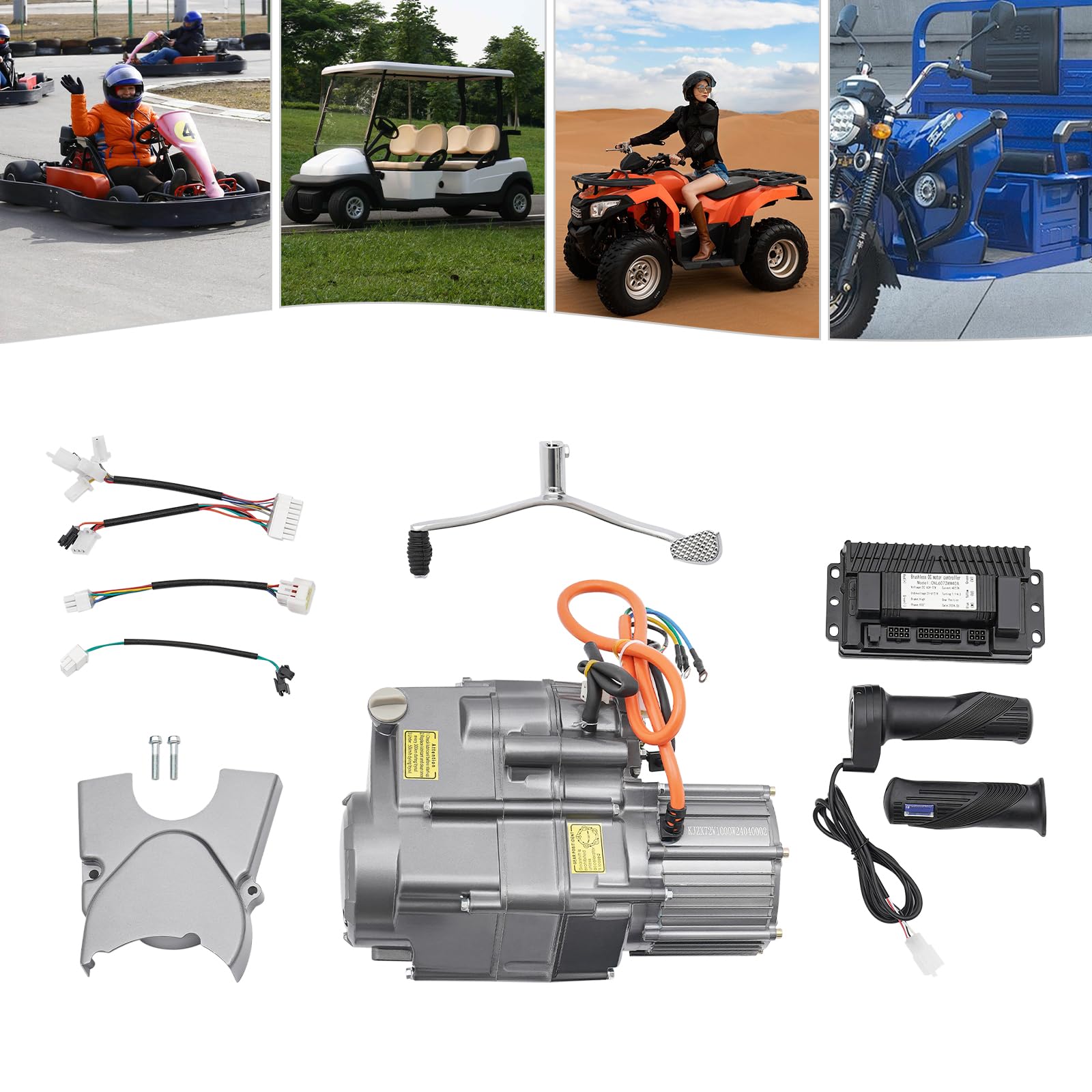Kit motore brushless da 1000 W 72 V DC, kit di conversione fai da te con controller e leva dell'acceleratore per scooter elettrici, motociclette elettriche, golf cart