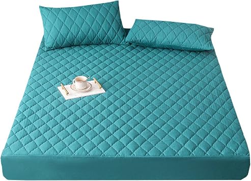 FCLDESHOP Bottom Sheets,Solid Color Quilted Waterproof Mattress Cover Deep Pockets,Kids Printed Mattress Topper Fits 12" 30cm Deep Mattresses,Green,120 * 200cm 3pcs