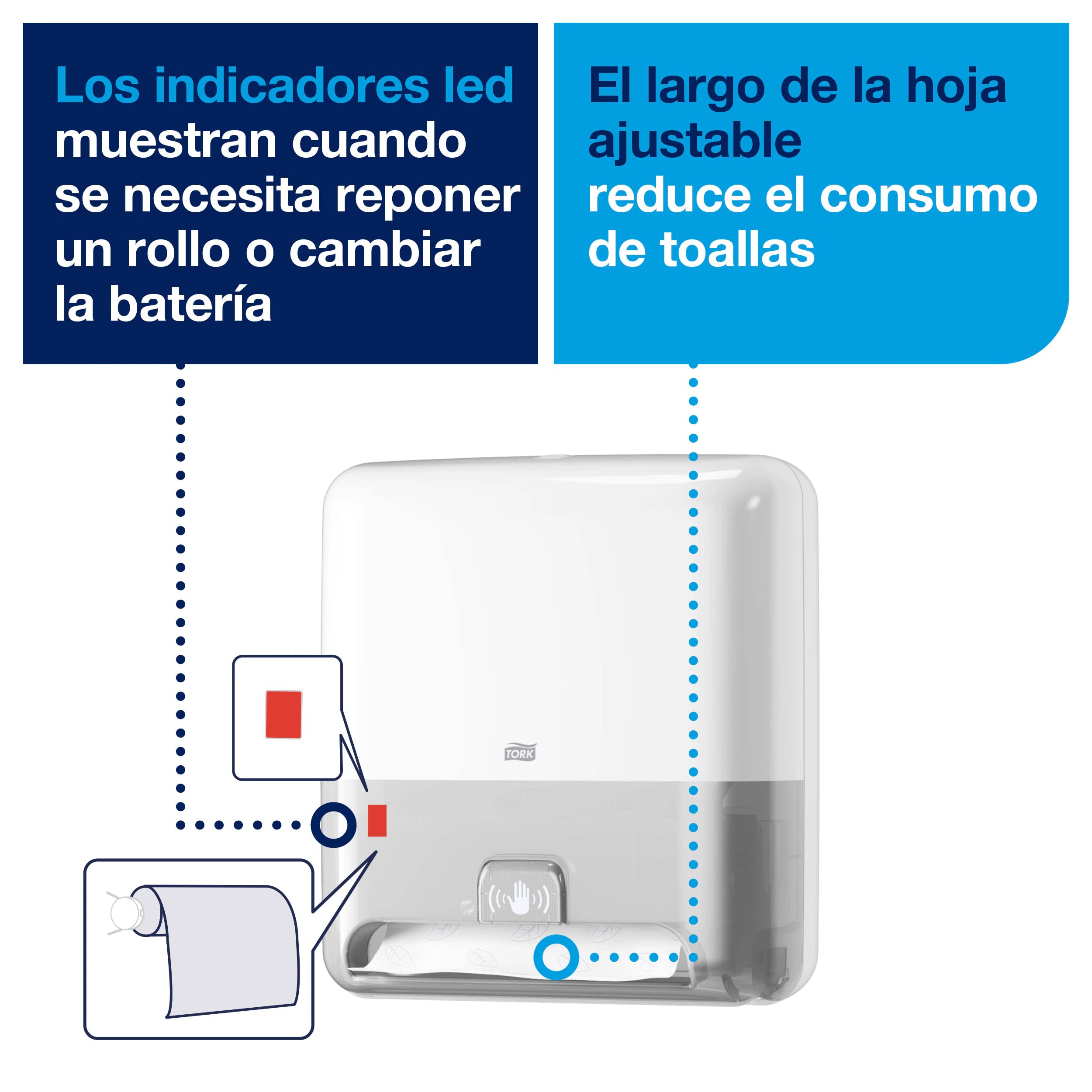 Tork Matic Dispensador Automático de Toallas de Mano en Rollo Blanco H1, Dispensación una a una, Línea Elevation, 551100