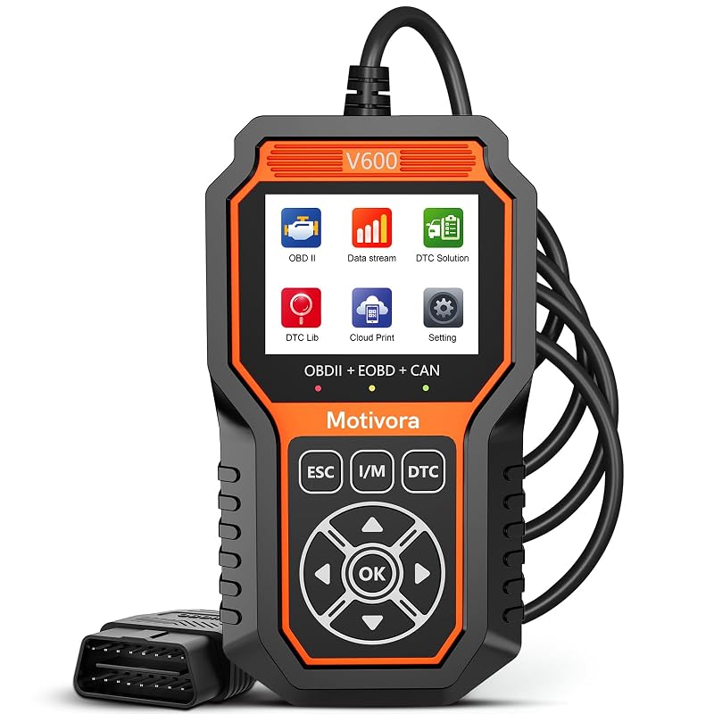 Scanner OBD2 V600 Motivora para Diagnóstico do Motor com Leitura e Apagamento de Códigos, Dados em Tempo Real e Testes I/M