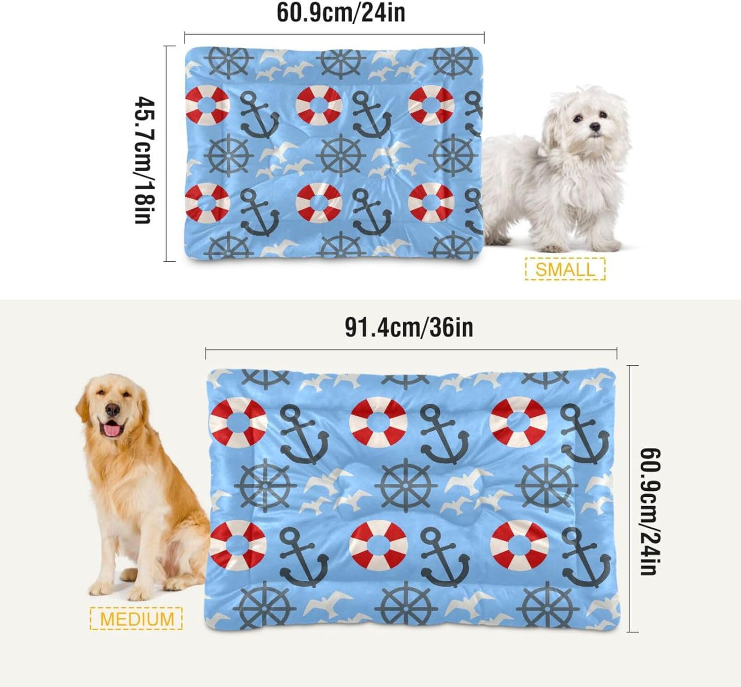 review Joko lvery Blue Anchor Nautical Dog Cat Bed for Crate Soft Machine Sleeping Mats Washable Crate Mat Anti Slip Crate Pad for Dogs Cats Indoor Puppy Pet Supplies Gifts 24 * 18 in