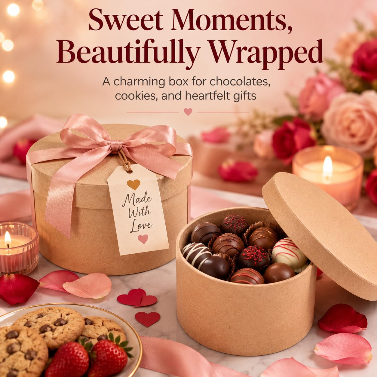 Paquete de 5 cajas redondas de papel kraft para galletas con tapas, contenedor circular de cartón de 5.5 pulgadas para embalaje de postres, soportes vacíos de papel maché para cupcakes, panadería