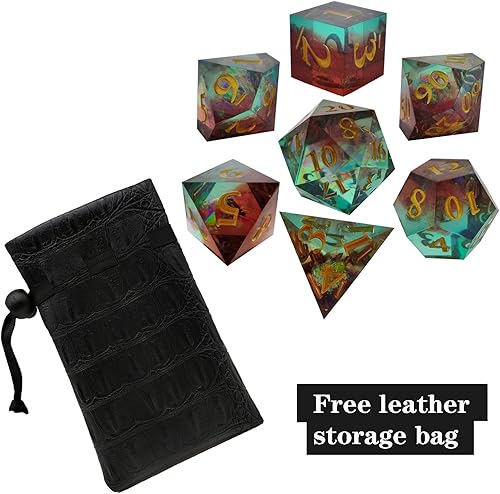 Miniatura 6 de DND - Juego de dados de resina afilada juego de mesa de Calabozos y Dragones RPG7 piezas dados poliédricos accesorios MTG D4 D6 D8 D10 D10 D12 D26