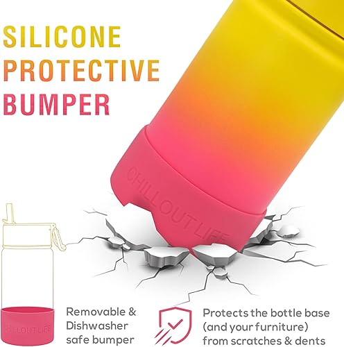 Miniatura 6 de CHILLOUT LIFE Botella de agua aislada para niños de 12 onzas para la escuela con tapa con pajilla, a prueba de fugas y bonitas calcomanías