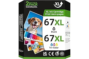Printer Ink 67 for HP 67XL Ink Cartridges Black Color Combo Pack