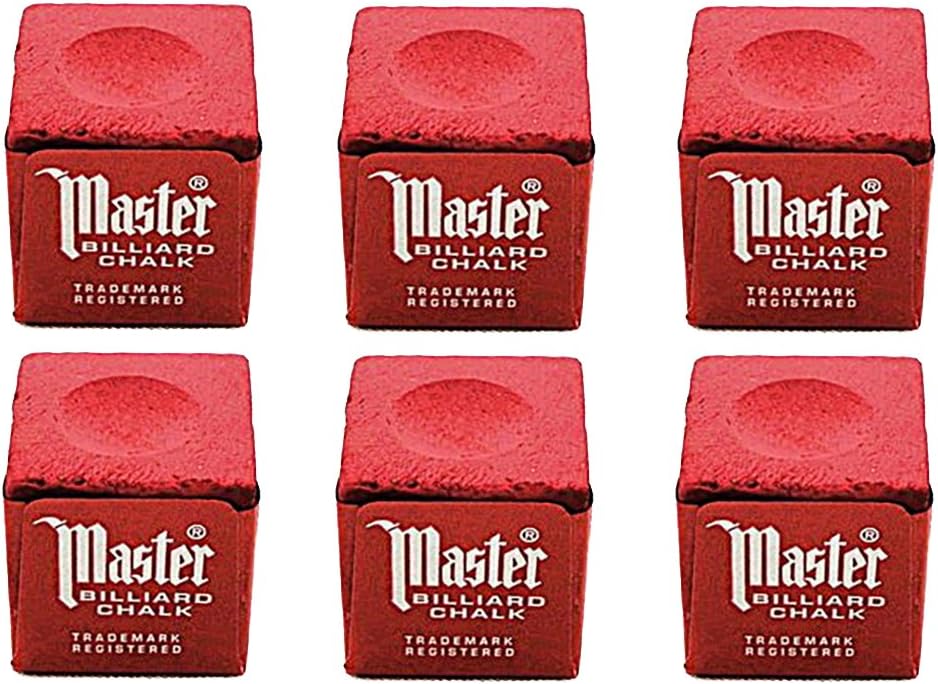 Master Set of 6 Red Billiard Pool Cue Chalk