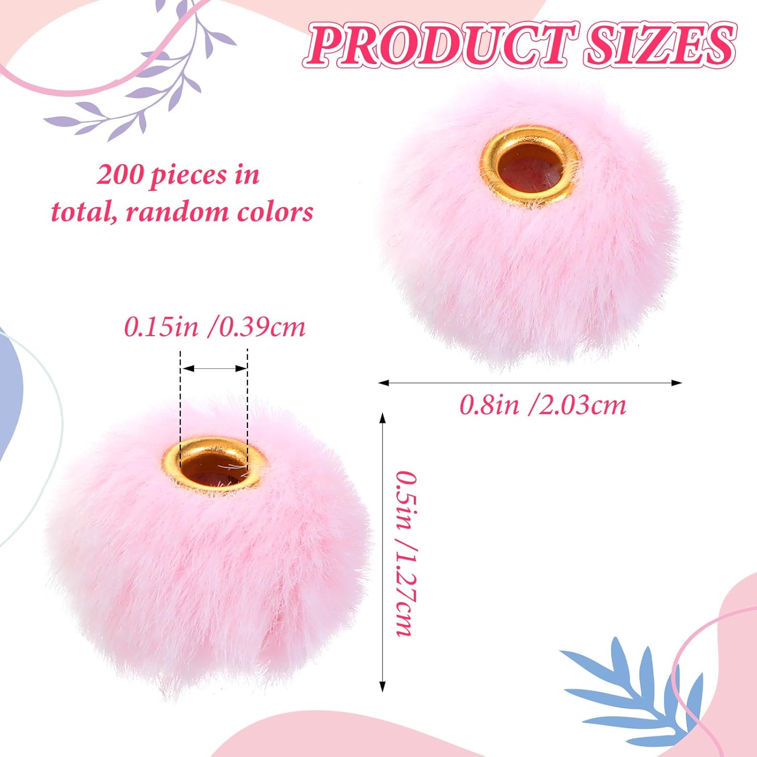 200 Pcs Fluffy Pom Pom Beads, Fuzzy Beads for Pens Mixed Color Soft Puff Bead for DIY Jewelry Keychain Handicrafts Craft Accessories (0.8 Inch, Random Colors) - Image 2